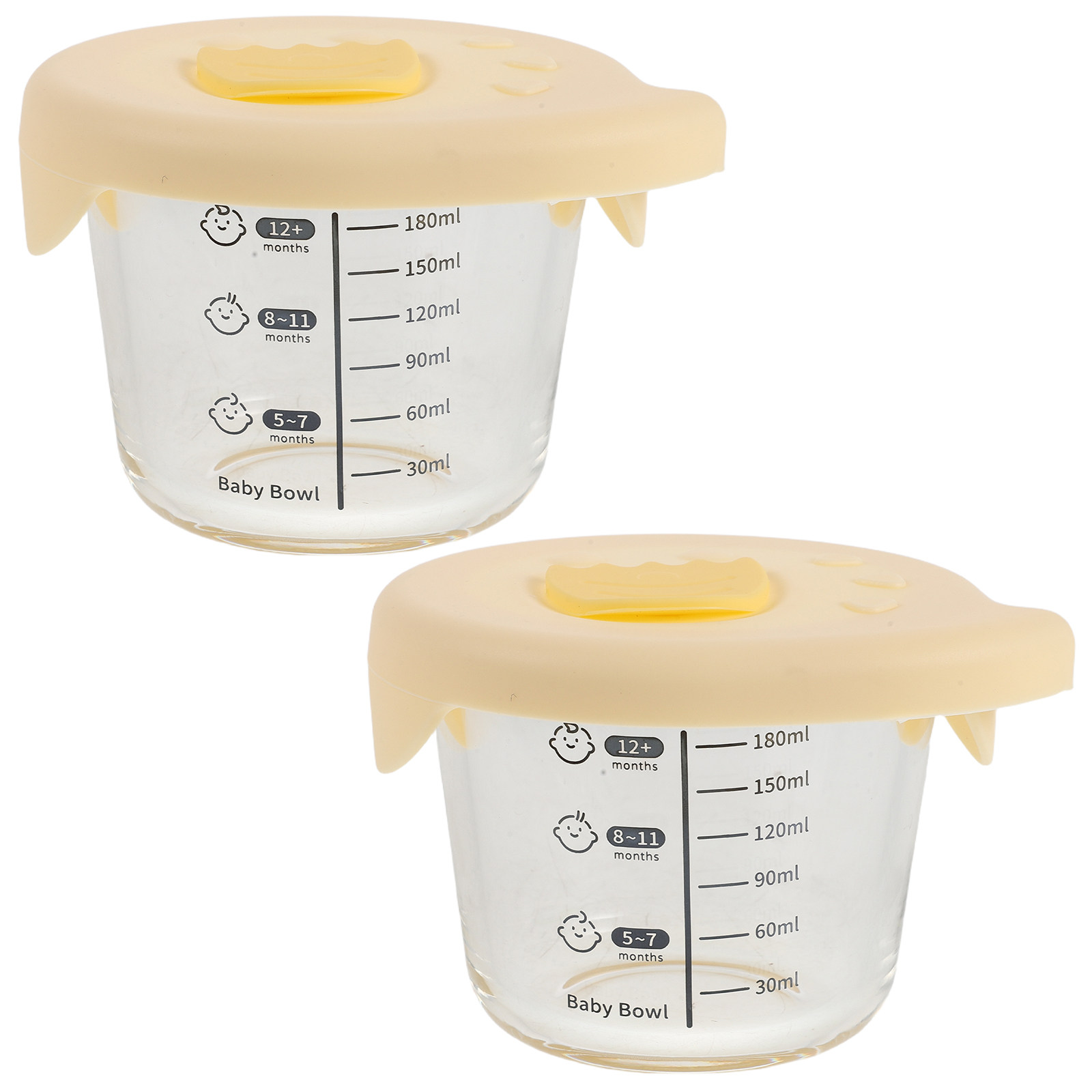 Baby Food Storage Jar - 2 Stück Glas-Baby-Nahrungsaufbewahrungsbehälter 230ml, auslaufsicher, mikrowellen-,