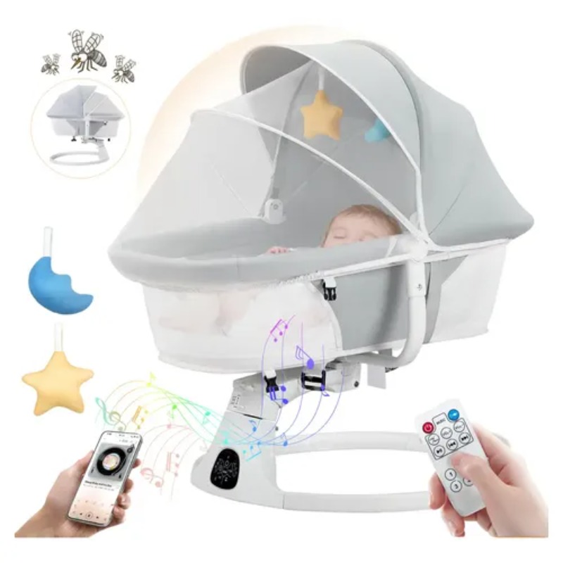 Baby Swing Bouncer - Baby-Schaukelwiege Elektrische Babywippe mit Bluetooth-Fernbedienung 5
